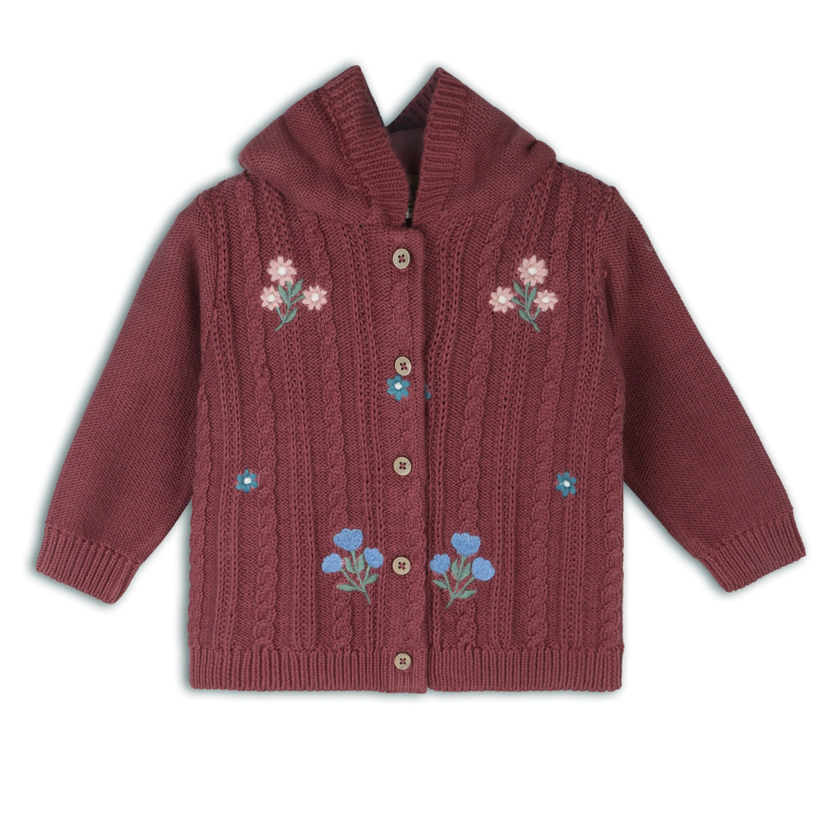 EMBROIDERED HOODED BABY CARDIGAN