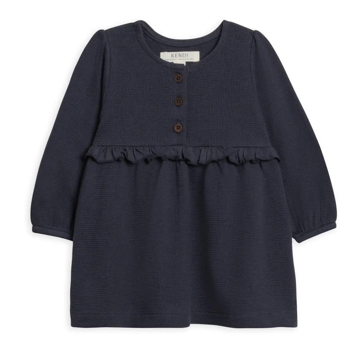 NINA WAFFLE RUFFLE DRESS