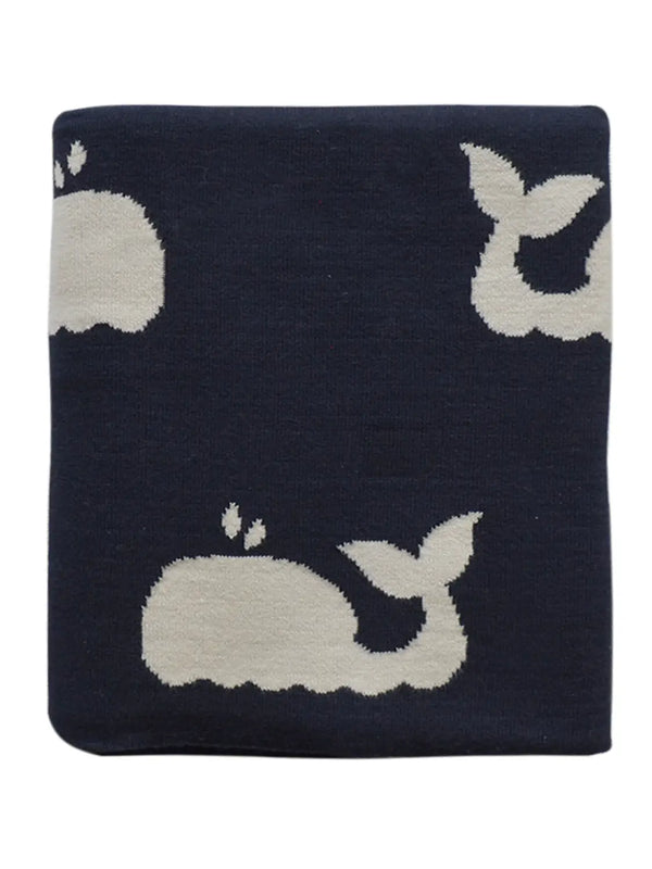 KNIT BABY BLANKET WHALE