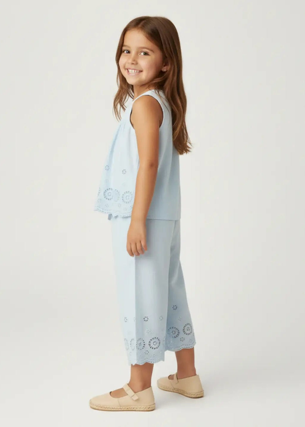 ORGANIC EYELET TOP AND PANT SET