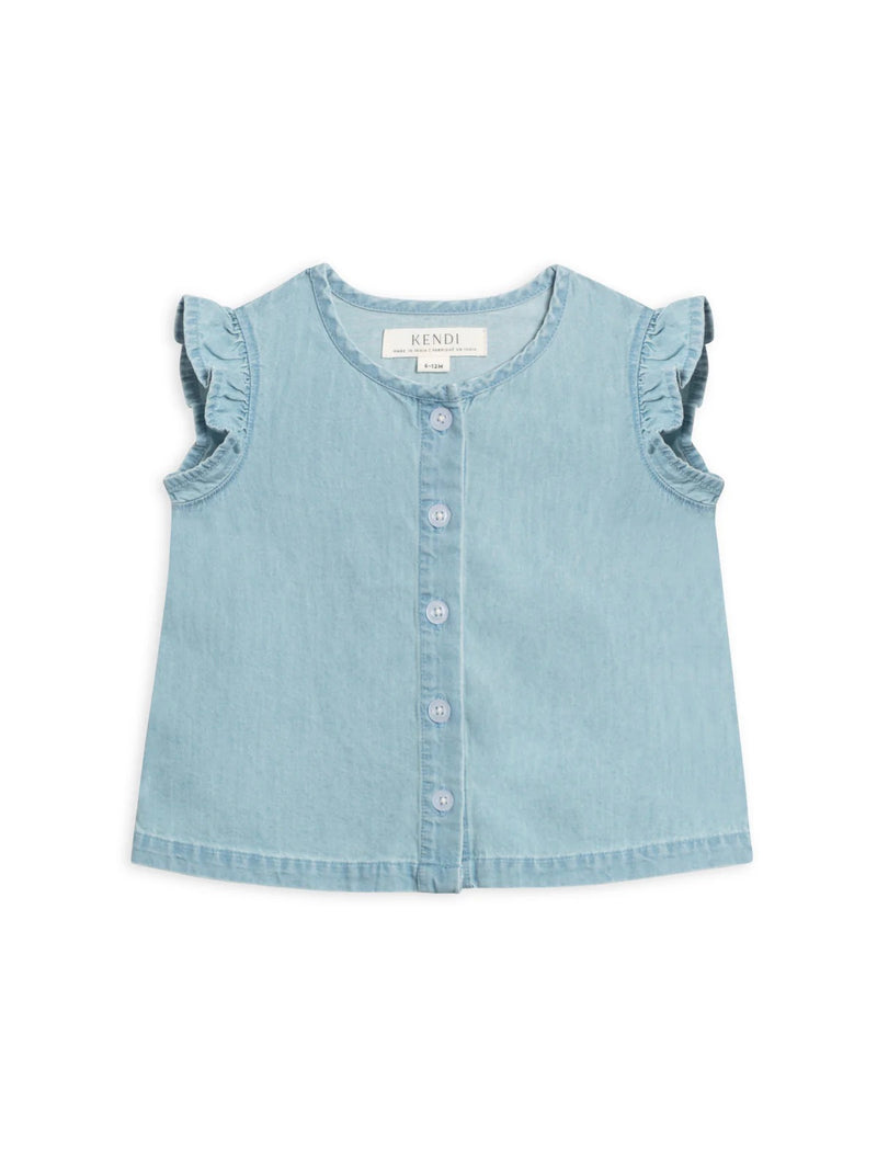 FLORA CHAMBRAY BUTTON FRONT TOP