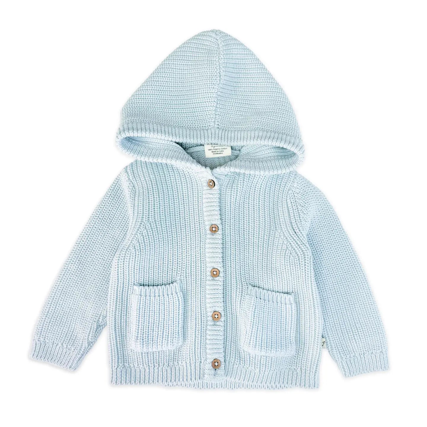 KNIT HOODED BUTTON JACKET