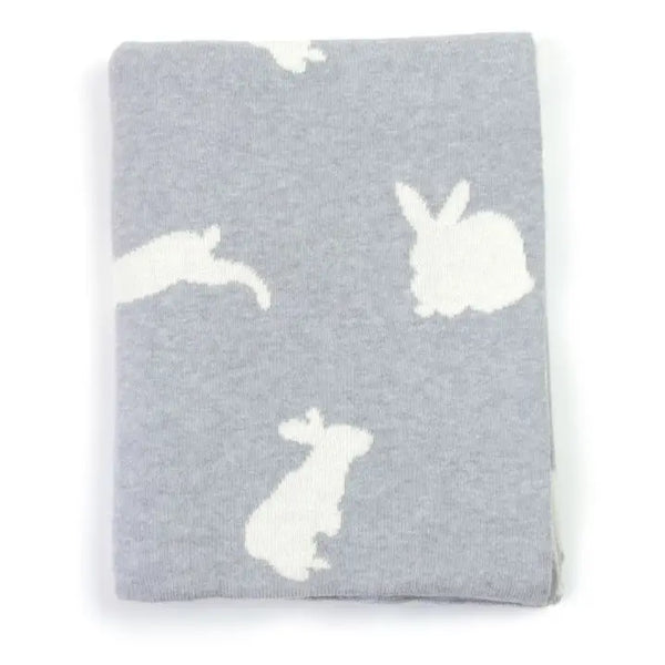 KNIT BABY BLANKET BUNNY