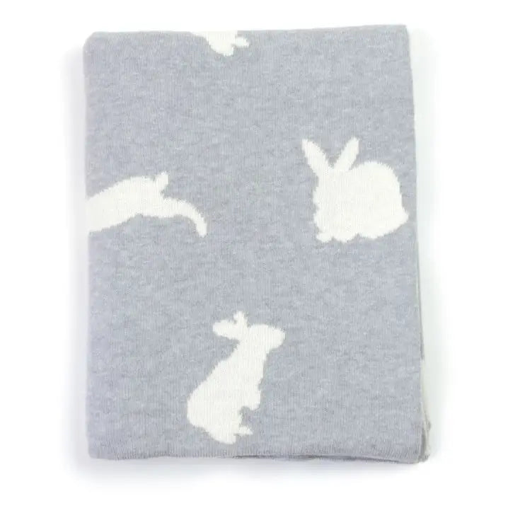 KNIT BABY BLANKET BUNNY
