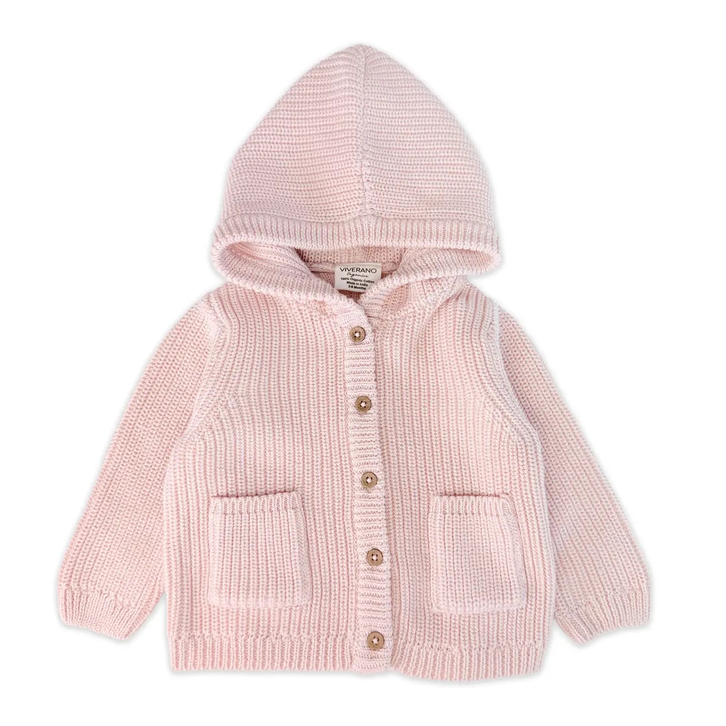 KNIT HOODED BUTTON JACKET